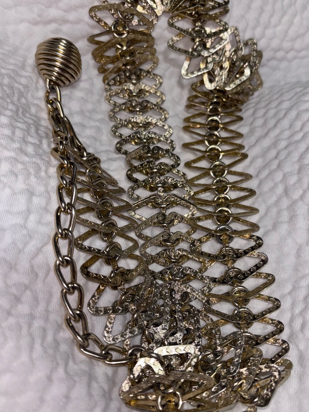 Gold-Tone Textured Link Belt for Women